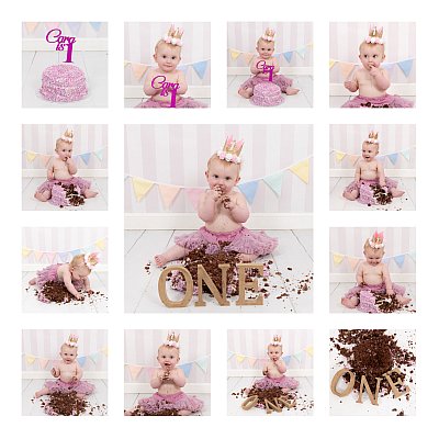 Pink Striped Background and Pink Tutu Cake Smash Photography 