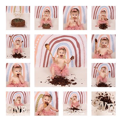 Girl Rainbow Theme Cake Smash Photography 