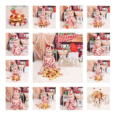 Girls Berry First Birthday Cake Smash Photography - Strawberry Theme 